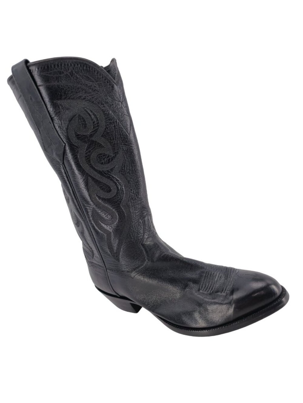 J.B. Hill Mens Size 10EE Wide Black Leather Cowboy Western Boots Handmade Texas